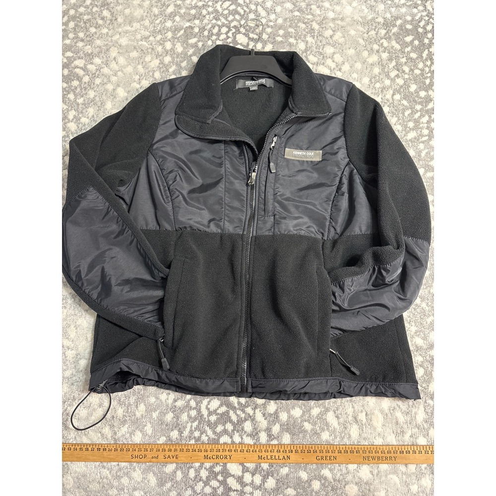 Kenneth Cole Reaction Mens Large Black Fleece Hybrid Full Zip Jacket RN 54163